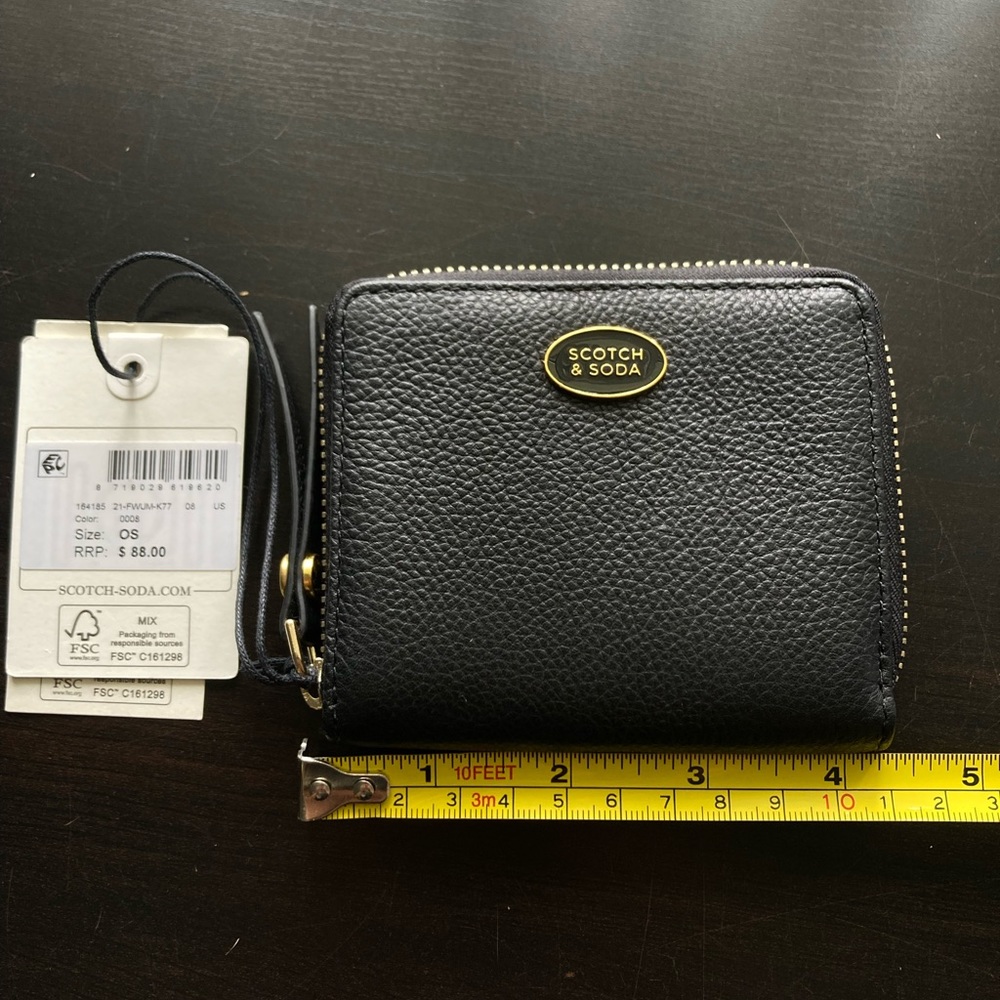 SCOTCH & SODA Unisex Black Leather Zip Wallet